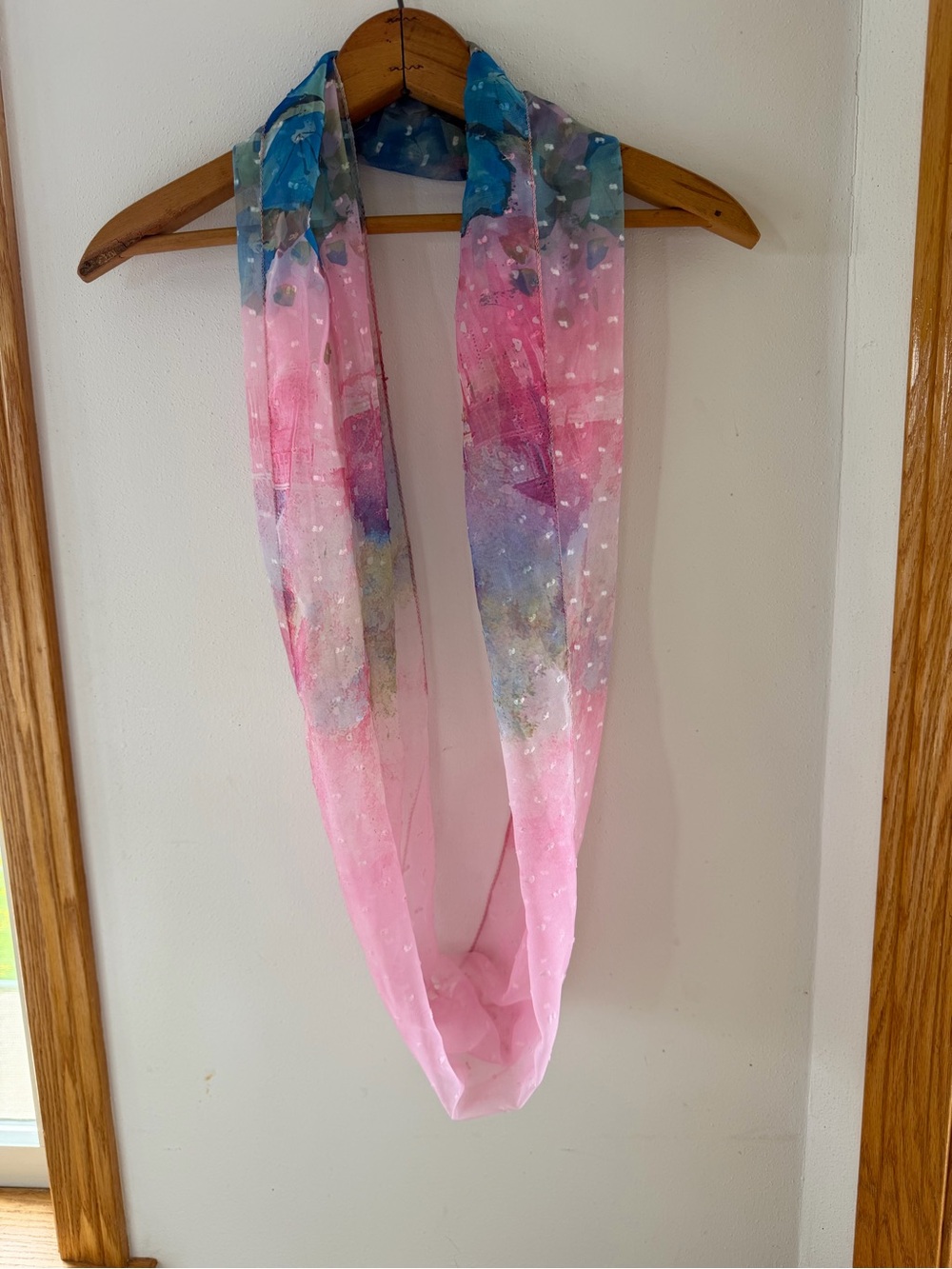 Lightweight Pink & Blue Sheer Infinity Scarf - Picture 2 of 4